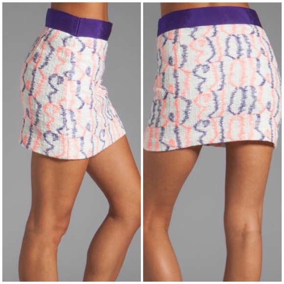 Milly Dresses & Skirts - Milly Tweed Mini Skirt White purple Hot Pink 2